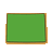 A static square icon with a solid green center bordered by layered brown and orange pixelated frames against a light gray background.
