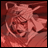 Pixelated red-toned image of a character with closed eyes and flowing hair, next to black background with white text reading 'AnimeIM' and 'com'.