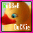 Animated rubber duck icon with changing text colors in a of , each showing the same duck head against a light background