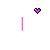 A static image of a pixelated text-based icon with pink lettering and purple heart symbols on a white background.
