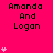 A bright pink background displays repeated text "Amanda And Logan" with varying numbers of small pink hearts above or beside the text.
