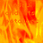 Animated fire background with pixelated text reading 'osrui and its potoes' in orange and yellow tones.