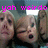 Pixelated image of three people with a speech bubble containing pink text reading 'yoh weirdo' above them.