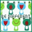 identical pixel art icons featuring a green character with red heart-shaped eyes, blue hands, and a smiling face, each labeled "BE DIFFERENT" in black text above