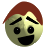 Two pixelated character faces with brown hair, yellow skin, and black eyes; left face has raised eyebrows, right face has furrowed brows.