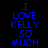 Blue pixelated text "I LOVE KELLY SO MUCH" on black background with red glow effect in four variations.