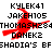 Pixelated red figure in motion over black text on white background, with gray area on right side.