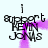 Animated icon with four identical text blocks arranged in a square, each displaying 'support KEVIN JONES' in black pixelated font over light background.