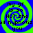 Four identical display a blue and green spiral background with black text reading 'my gf is so HOT she all hypnotiz you' in a pixelated font