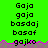 Green background with repeated text variations in black pixelated font, separated by a pink and purple wavy line.