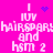 Pixelated pink background with repeated white text and blue dot animations. White text reads 'I IUV HAIRSPARK!HAIRSPARK! and hsm 2' in two vertical , each containing four identical copies of the phrase. Blue dots form a heart shape above the left and scatter into a star-like pattern above the right . The blue dot animation changes between frames: first forming a solid heart, then scattering into a spiky cluster, then forming a circular arrangement, and finally returning to the original heart shape