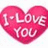 A static pink heart-shaped icon with white text reading "I Love You" centered on its surface.