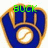 Blue baseball glove with gold trim holding a white ball, displaying green text 'BUCK THE FREWERS' across four