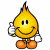 Yellow teardrop-shaped character with black eyes and smile, orange boots, white gloves holding a ring, green text 'Original Icons .com' on dark background.