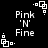 Black background with white pixelated text 'Pink 'N' Fine' and four corner icons showing a sequence of square shapes.