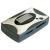 Pixelated 3D-rendered object with dark gray and white sections, featuring a central circular indentation and angled edges on a white background.