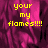 Yellow pixelated text 'your my flames!!!' appears on a magenta fabric background with visible folds, displayed in four identical arranged in a