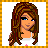 Pixel art buddy icon featuring a female character with long brown hair and blue eyes on the left, next to text reading "Weird but FUN" on a beige background bordered by yellow checkered pattern.