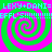 A static image with four identical spiral patterns in green and pink, overlaid with cyan text repeating 'LEXY+DANI= LEXY+DANI=' followed by multiple exclamation marks.
