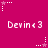 A static image with a solid magenta background featuring repeated white pixelated text 'Devin<3' and star-shaped icons in various positions.