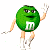A pixelated green M&M character waving with one arm raised and the other extended, standing next to a dark green background with "Original Icons .com" text in bright green cursive font.
