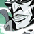 A 2x2 contact sheet of three animated frames from an anime-style character icon with exaggerated facial expressions and a green-and-black patterned background.