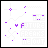 Pixelated purple and white icon with evolving text fragments 'THE FUTURE FREAKS OUT' , featuring plus signs, dots, and squiggles