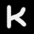 Two white stylized K letters on black background, left letter sharp and pixelated, right letter blurred with gradient effect.