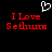 Pixelated red text "I Love Sethuro" on black background with white heart outline above, two identical side-by-side views.