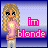 Pixel art contact sheet showing two frames of an animated buddy icon with a blonde cartoon character and pink text changing between frames.