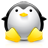 Pixelated penguin with white body, black wings, gray head, yellow beak, and yellow feet standing against gray background
