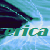 A static image with a blue and black abstract background featuring repeated 'erica' text in green lettering.