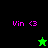 Pixelated icon with 'Vin <3' text and star symbols on black and green backgrounds, showing animation changes between frames.