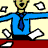 Animated contact sheet of a cartoon man in blue shirt and tie throwing papers, with 'TGIF!' text on one frame.