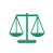 Green pixelated scale symbol centered on white circular background with gray outer border.