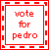 identical red-bordered white squares with 'vote for pedro' text, each square framed by alternating black and white dashed lines