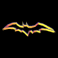 yellow-orange bat-shaped icons with red outlines on a black background, each icon displaying subtle variations in wing position and outline sharpness