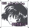 A black-and-white anime-style character with tousled hair appears in a of , each displaying the text "Will you be my FRIE...?" in varying color states