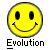 Six yellow circular smiley faces with black outlines arranged in two of three, each labeled 'Evolution' below