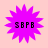 Four identical purple starburst-shaped icons with black text "SBPB" on a light pink background, arranged in a