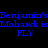Blue pixelated text reads "Benjamin's Mohawk is FLY" on alternating black and red backgrounds in a four-quadrant