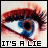 A 4-frame contact sheet of a close-up eye with blue irises and red eyelashes, each frame showing text changes across the bottom while maintaining consistent eye features.