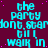 A static digital image with cyan text on a dark purple background, displaying repeated phrases in a pattern