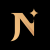 A pixelated golden-brown letter N with a small star-like symbol positioned above and to the right of the letter on a black background.
