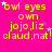 Yellow text on bright pink background with white stars, repeating 'owl eyes own jojo,liz claud,nat!' in
