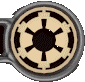Animated sequence of circular icons with metallic borders showing a central symbol transitioning through multiple states including starburst, oval, and segmented patterns.