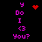 Pixelated text and symbols in pink and red on black background, with animated red dot patterns changing across frames.