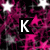 A static image with a starry background featuring pink, white, and gray stars on black. Bold white letters spell out 'KAYLI' across the center.