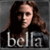 A woman with long brown hair and a dark top appears in three , each displaying the word 'bella' below her face