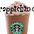 Animated sequence of a Starbucks Frappuccino cup with changing text overlays: 'Frappuccino', 'I'VE go out of', and 'Style!' over a white background.